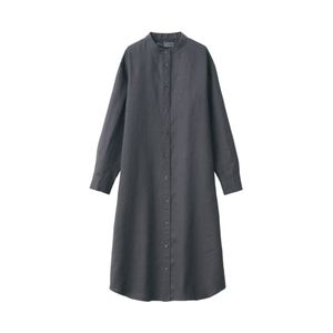 Muji French linen stand collar shirt dress M